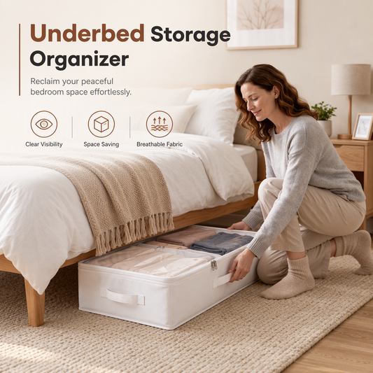 Foldable Underbed Storage Bag with Zipper Lid