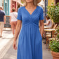 👗💙  LIMITED-TIME 50% OFF‼️✨ Women’s V-Neck Short Sleeve Long Dress 🌸 Elegant Flowing Fit, Comfortable Fabric & Effortless Everyday Style