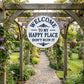 🏡Final Hours Flash Sale ￡9.99!!⏰Vintage Round Metal Sign – “Welcome to My Happy Place Don’t Ruin It” Garden Wall Decor