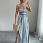 👗 47% OFF NOW! 💥 Geometric Jumpsuit with Halter Neckline & Side Slit – Unique print & elastic back – Versatile, perfect for summer parties or resort wear ✨