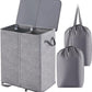 🧺✨ Two-compartment laundry basket with a lid – Removable inner bags, ideal for separating whites and coloureds! 🏠💪