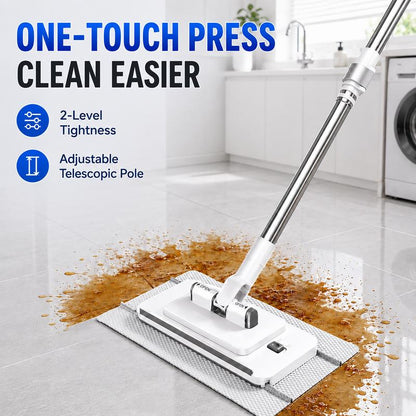 🔥Extendable Telescopic Disposable Flat Clip Mop, 360° Swivel Lightweight Floor Mop -✨Multi-purpose Cleaner for Hardwood, Tile, Kitchen & Bathroom