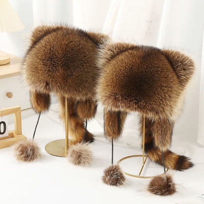 ⏳Time-Limited Special⏰ Raccoon Tail Fur Parent-Child Plush Hat