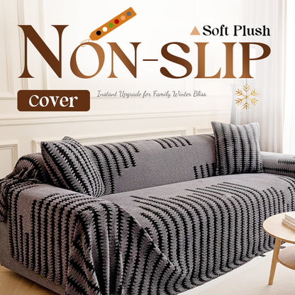 🛋️50% OFF NOW! Soft Plush Non‑Slip Couch Cover‑Thick Striped Sofa Throw Cover, Cozy Winter‑Friendly Furniture Protector for Living Room, Anti‑Slip Universal Sofa Slipcover