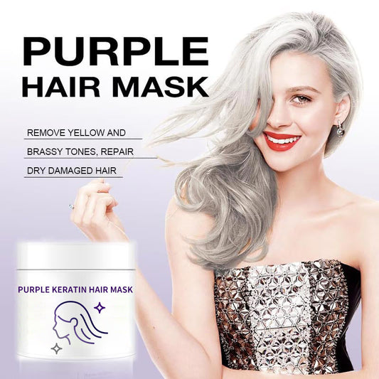 ✨ Buy 1 Get 1 Free! Purple Keratin Hair Mask - Tones Blonde, Silver & Gray Hair | Anti-Brass + Color Lock