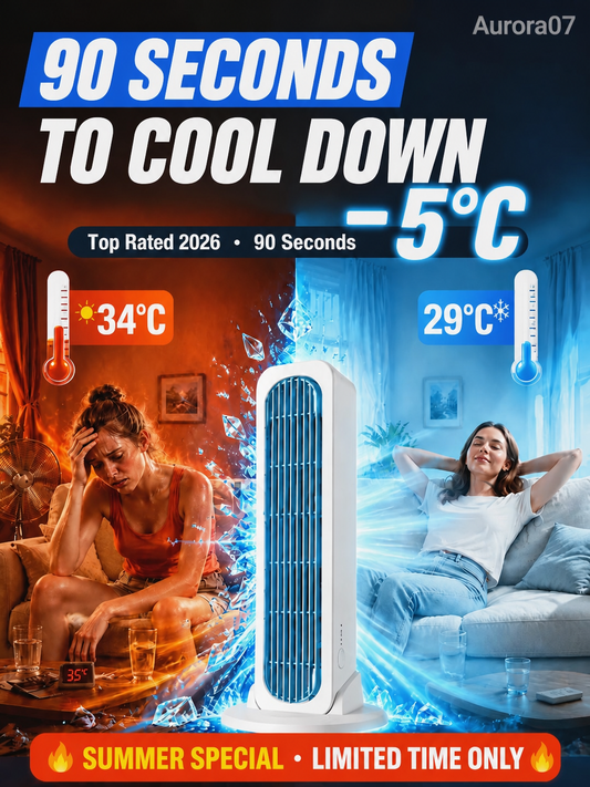 【Cool the whole room in 90 seconds】Tower fan — an air conditioner that can be used either upright or lying flat