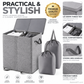 🧺✨ Two-compartment laundry basket with a lid – Removable inner bags, ideal for separating whites and coloureds! 🏠💪