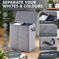 🧺✨ Two-compartment laundry basket with a lid – Removable inner bags, ideal for separating whites and coloureds! 🏠💪