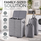 🧺✨ Two-compartment laundry basket with a lid – Removable inner bags, ideal for separating whites and coloureds! 🏠💪