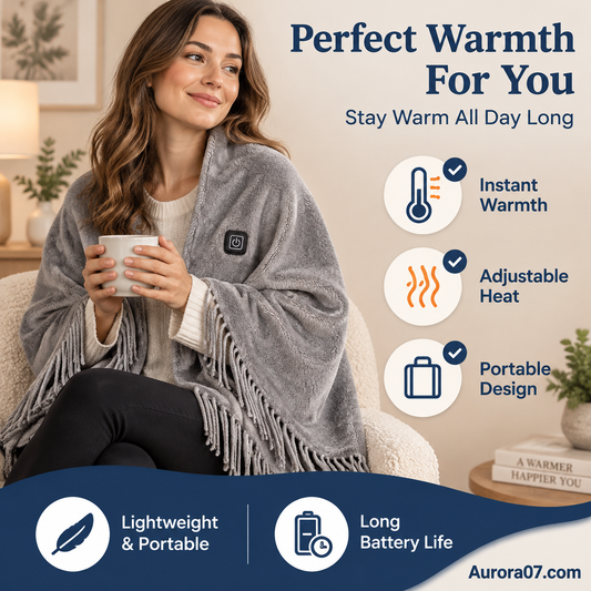 Electric Heated Shawl Cape – Cozy Wearable Winter Wrap