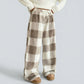 🎅LAST DAY SALE 50% OFF🔥Winter Vintage Plaid Elastic Straight Loose Thick Warm Casual Pants