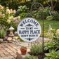 🏡Final Hours Flash Sale ￡9.99!!⏰Vintage Round Metal Sign – “Welcome to My Happy Place Don’t Ruin It” Garden Wall Decor