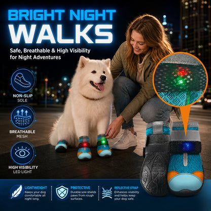 ⏳ Limited-Time 50% OFF 🐶 Breathable Mesh Dog Shoes with Luminous Design – Lightweight & Comfortable Paw Protection ✨