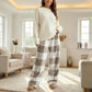 🎅LAST DAY SALE 50% OFF🔥Winter Vintage Plaid Elastic Straight Loose Thick Warm Casual Pants