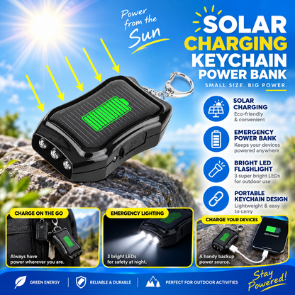 ☀️50% OFF NOW!1200mAh Solar-Powered Portable Charger Keychain with Flashlight—Ideal as an Emergency Power Source for Outdoor Camping and Hiking