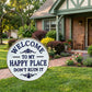 🏡Final Hours Flash Sale ￡9.99!!⏰Vintage Round Metal Sign – “Welcome to My Happy Place Don’t Ruin It” Garden Wall Decor
