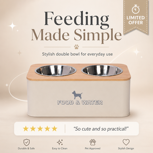 Stainless Steel Detachable Double Pet Bowl