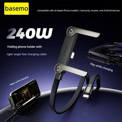 ⏳Limited-time 49% off 🧶2-in-1 ⚡️240w super fast charging📱Invisible Holder Charger Cable with Stand