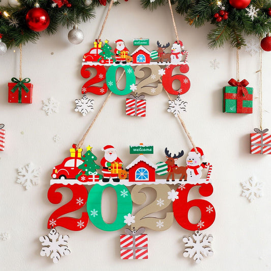 2026 Christmas Cartoon Wooden Ornaments - New Year Party Gift Decorations🎅🎇
