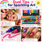 ⏰🎁24 Pack Dual Tip Glitter Markers and Highlighters Set 24 Colors Double Ended Soft Brush Tip Pens for Student Art Drawing