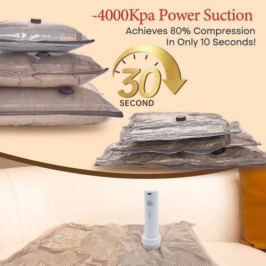 🧳LAST DAY SPECIAL £14.99! 50K+ Sold✨-4000Kpa Cordless Rechargeable Vacuum Sealer Pump, Wireless Electric Air Extractor for Clothes Storage Vacuum Bags Travel Luggage Space Saving