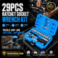 🥳2026 HOT SALE🥳💞50K+ SOLD!🔧🚗 50% OFF! 29pcs Core Ratchet Socket Wrench Kit – Chrome‑vanadium steel, 11 sockets & 10 bits. Perfect for car repairs & DIY – save on garage bills! 🛠️✨