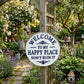 🏡Final Hours Flash Sale ￡9.99!!⏰Vintage Round Metal Sign – “Welcome to My Happy Place Don’t Ruin It” Garden Wall Decor