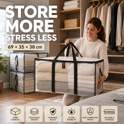 🔥 Limited-time offer – 49% OFF 📦 Large, extra-strong, transparent storage bag made from thick plastic, ideal for clothes, moving house and storage