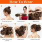 Messy Side Comb Hair Bun – Instant Voluminous Updo Clip-In – 10-Second Effortless Styling, Slip-Proof All-Day Hold, Premium Heat-Friendly Fiber Up to 160°C & Lightweight Only 90g – 3 Placement Styles 🎀