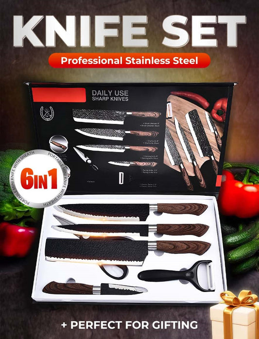 【📦 Limited-time 50% OFF】🔪🔥 Professional stainless steel kitchen knife set – 6 pieces, sharp & durable