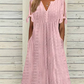 ⏰Last Day Sale 50% Off💃Women's Elegant V-Neck Hollow-Out Solid Dress