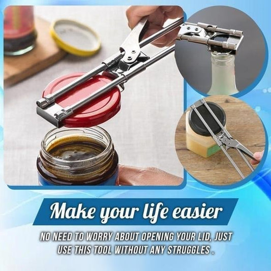 🥳2026 HOT SALE🥳💞50K+ SOLD! 🫙🔧 50% OFF! Adjustable Stainless Steel Jar & Bottle Opener – toothed grip, anti-slip lock, fits lids up to 10cm. Less effort, easier opening! 🛡️💪