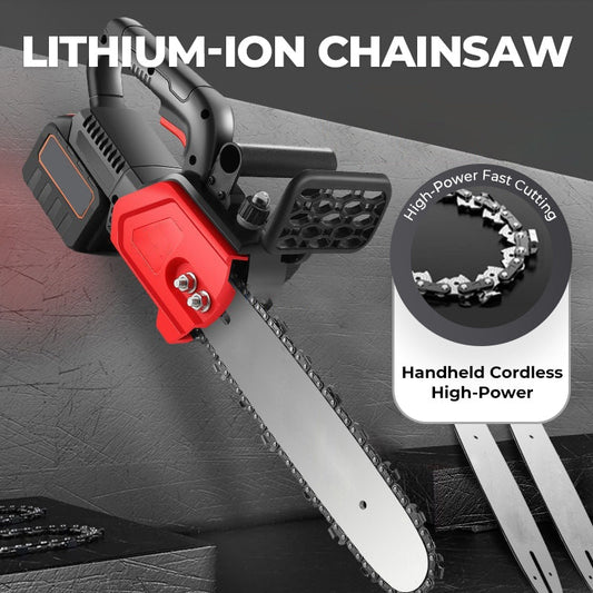 Cordless Lithium-Ion Chainsa⛏ — Pure Copper Motor | Fast Cutting, No Jamming | Anti-Accidental Start | Chip Guard | Versatile for Gardening, Pruning, and Firewood Splitting 🔥