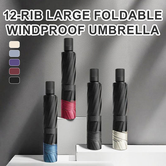 🔥 LAST DAY PROMOTION - 50%OFF ☔12-Rib Large Foldable Windproof Umbrella