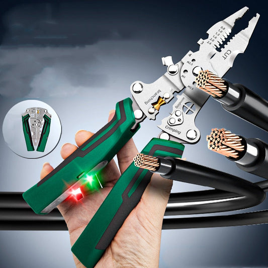 ⚡🔌50% OFF NOW! Multi-Function Foldable Wire Stripper with Voltage Tester – All-in-One Electrical Pliers for Stripping, Cutting, Crimping & Voltage Detection