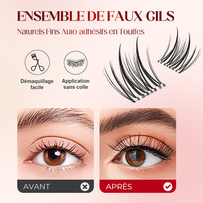 Natural Fine Self-Adhesive Cluster False Eyelash Set