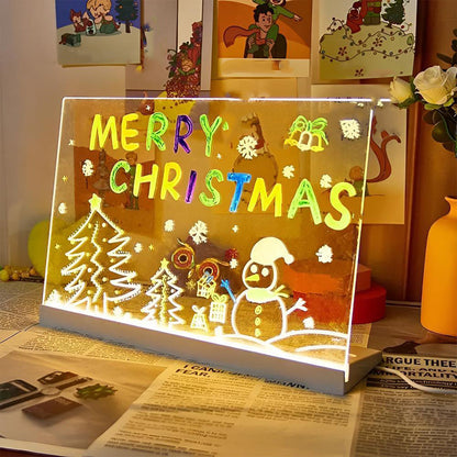 ✨ LIMITED-TIME 50% OFF! Erasable Light-Up Acrylic Drawing Board with Stand, DIY Transparent LED Message Sign