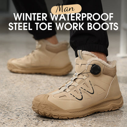 Winter Waterproof Steel Toe Work Boots for Men