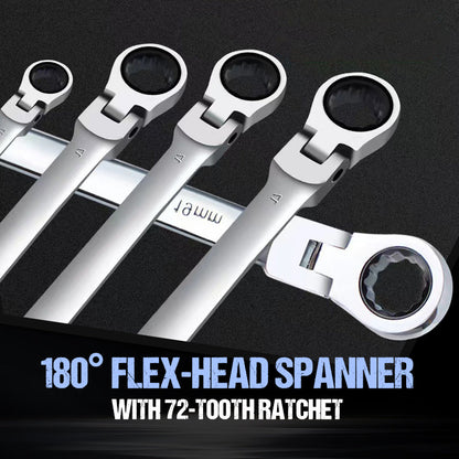 180° Flex-Head Spanner with 72-Tooth Ratchet