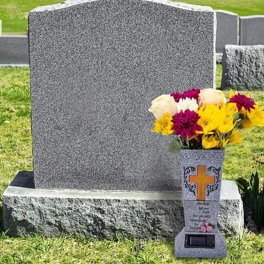 Solar LED Memorial Grave Vase with Ground Spike – Weather-Resistant & Elegant