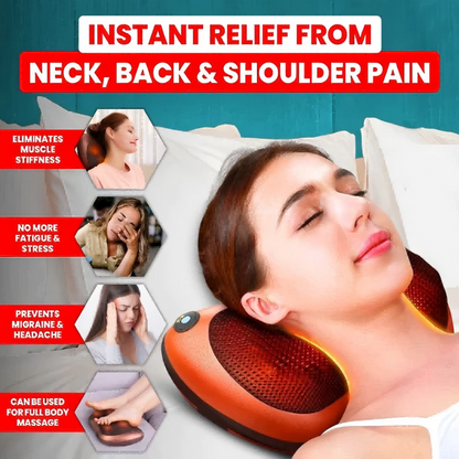 Free Shipping Over £40】Neck and Back Massager Pillow with 3D Kneading and Heating - Electric Cushion for Ultimate Comfort and Relaxation - Ideal Gift for Family & Friends