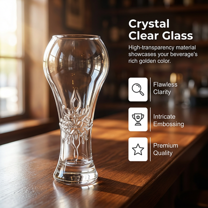Large Capacity Ornate Embossed Beer Glass
