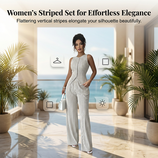 Women's Striped Vest & Wide-Leg Pants