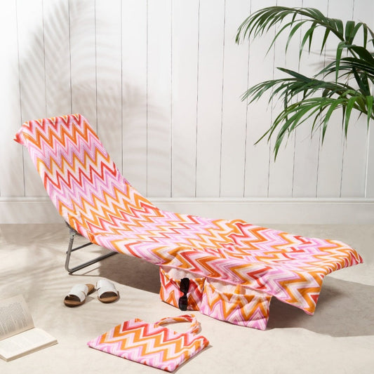 2-in-1 Beach Chaise Lounge Cover with Side Pockets