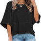 ☀️2026 HOT SALE 49% OFF💃🌸Women's Solid Color Splicing Loose Five Points Flare Sleeve T-Shirt