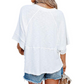 ☀️2026 HOT SALE 49% OFF💃🌸Women's Solid Color Splicing Loose Five Points Flare Sleeve T-Shirt