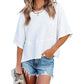 ☀️2026 HOT SALE 49% OFF💃🌸Women's Solid Color Splicing Loose Five Points Flare Sleeve T-Shirt