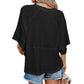 ☀️2026 HOT SALE 49% OFF💃🌸Women's Solid Color Splicing Loose Five Points Flare Sleeve T-Shirt