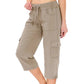 🥳SUMMER HOT SALE🥳💞50K+ SOLD!💥50% OFF! 💃Women's Solid Color High-Waist Drawstring 3/4-Length Cargo Pants