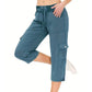 🥳SUMMER HOT SALE🥳💞50K+ SOLD!💥50% OFF! 💃Women's Solid Color High-Waist Drawstring 3/4-Length Cargo Pants